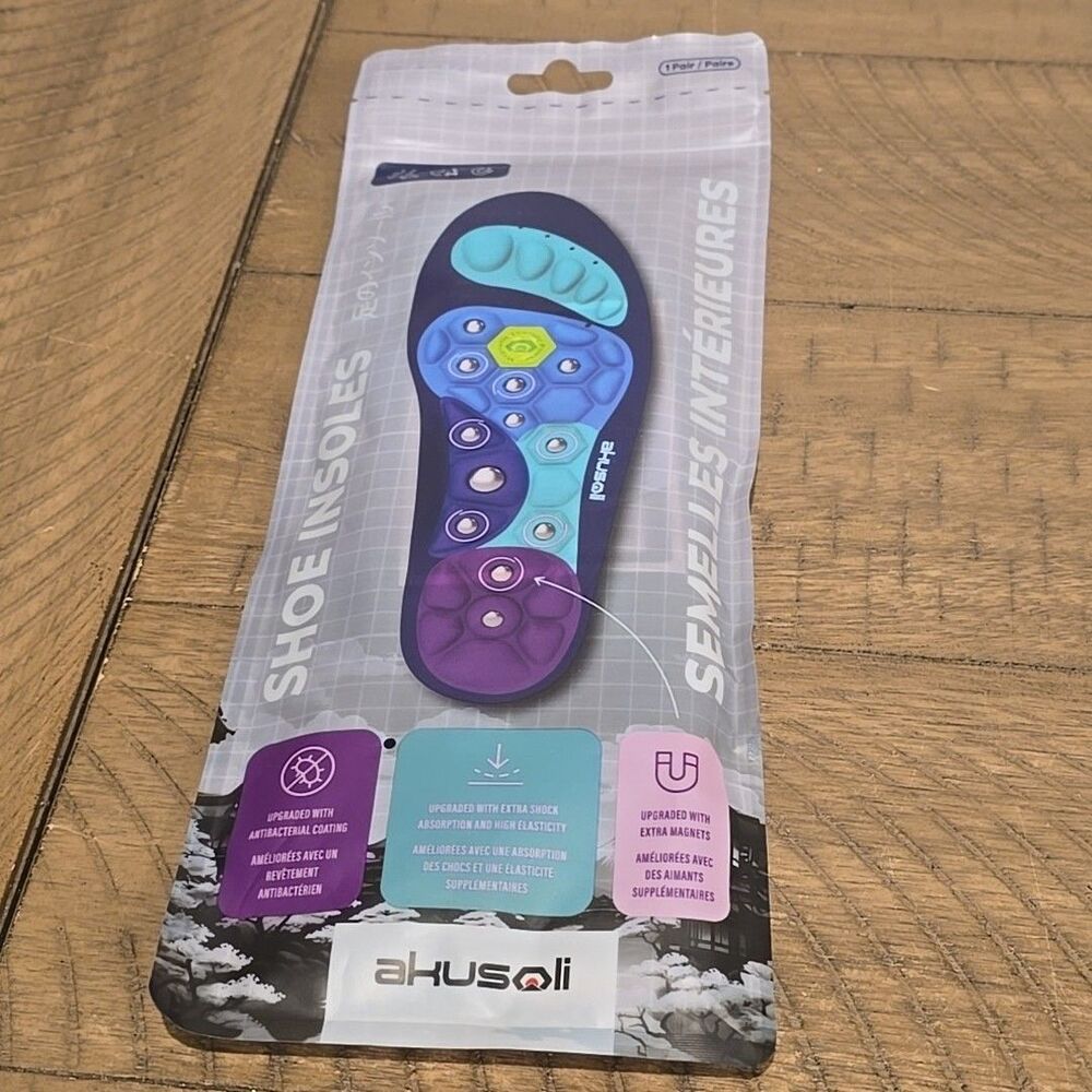AKUSOLI Magnetic Shoe Insoles. Arch Support for Plantar Fasciitis S/M new